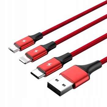 Kabel ładujący 3-in-1 USB - USB-C/microUSB,;